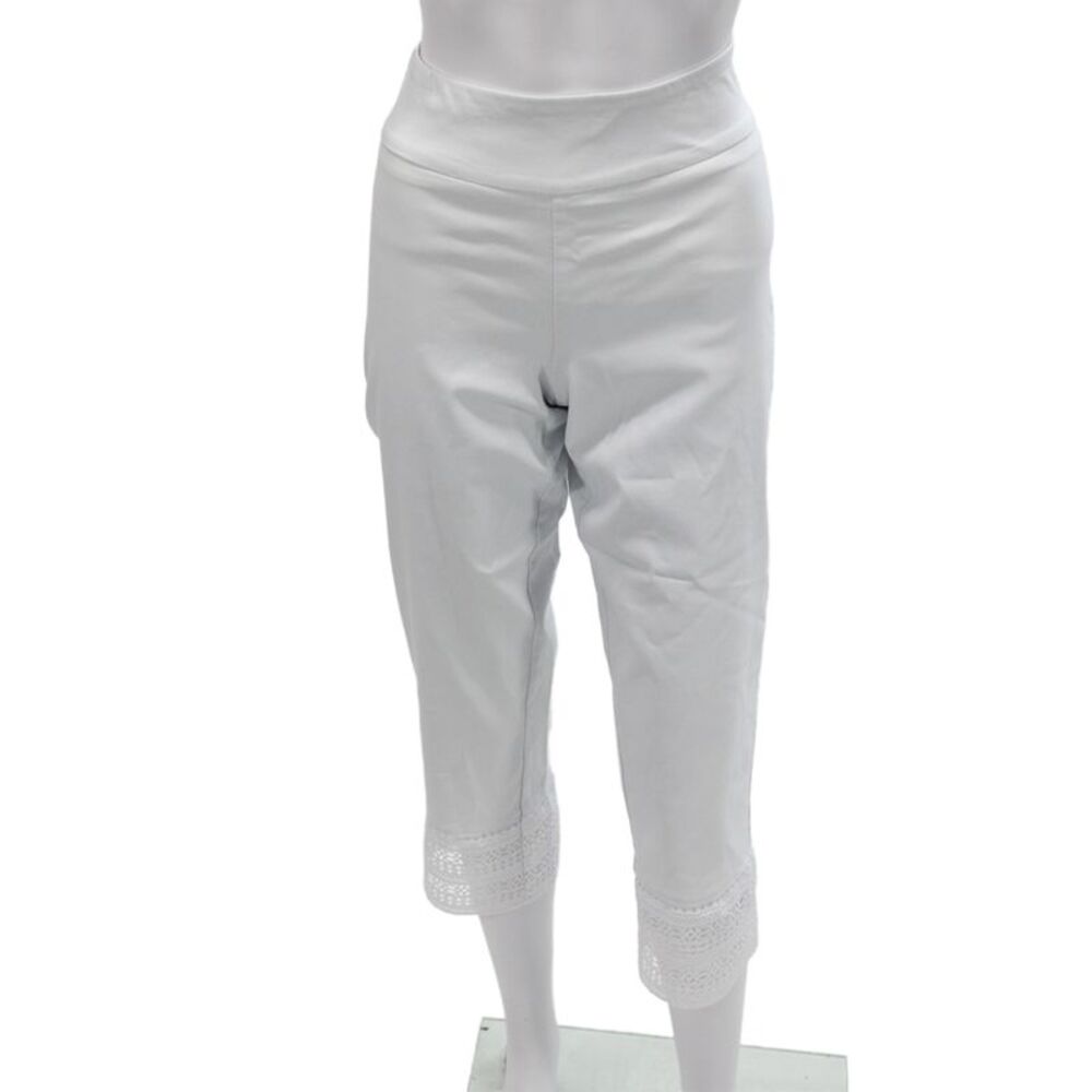 Up! Womens Capri Pants White Pull On Rayon Size 10